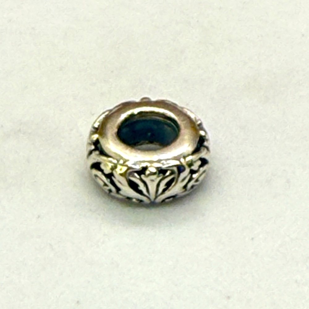 Sterling Silver Floral Scroll Spacer Charm Bead – New S925